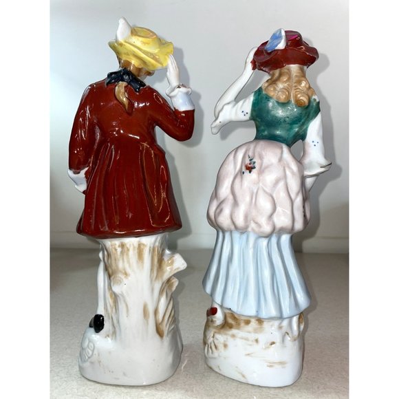 Vintage Made in Japan Porcelain Victorian Man & Woman Figurines 10" Hand Painted - Picture 10 of 16